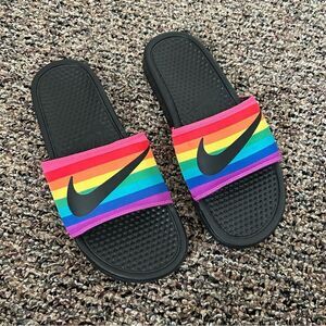 Nike Benassi JDI Be True Rainbow Pride Mens 10 Slides Sandals CD2717-001